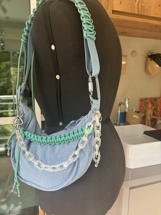 Bolsinha Azul Corda Verde