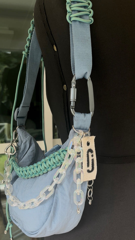 Bolsinha Azul Corda Verde